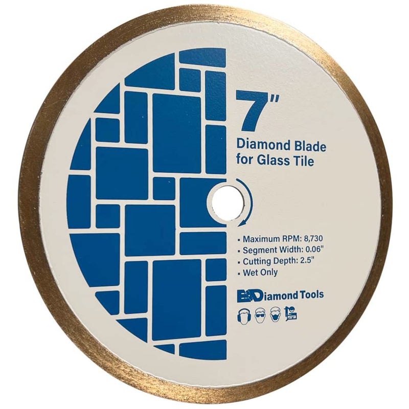 EDiamondTools 7" Diamond Saw Blades for Glass Mosaic, 5/8" Arbor - Image 2
